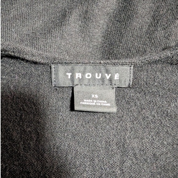 Trouve Women's Black V-Neck High‎ Low Sweater Cashmere Blend Side Slits Size XS - Picture 6 of 7